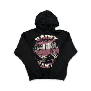 Saint Vanity Logo Black Burgundy Hoodie