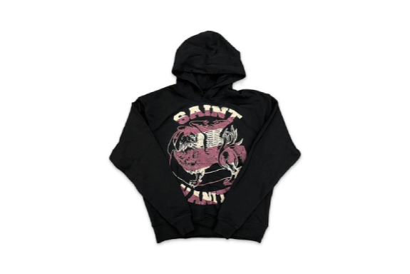 Saint Vanity Logo Black Burgundy Hoodie Saint Vanity Logo Black Burgundy Hoodie