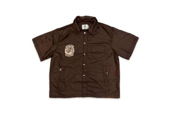 Brown Saint Vanity Nylon Button Zip Up T-Shirt Brown Saint Vanity Nylon Button Zip Up T-Shirt