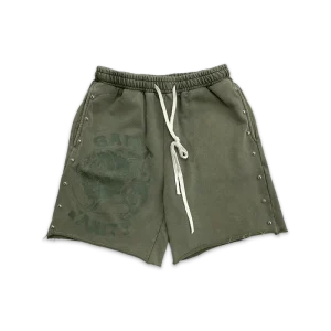 Saint Vanity Terry Studded Logo Shorts