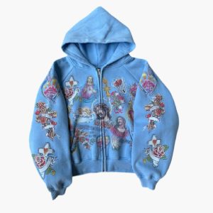 Saint Vanity Righteous “Risen King” Zipper Blue Hoodie