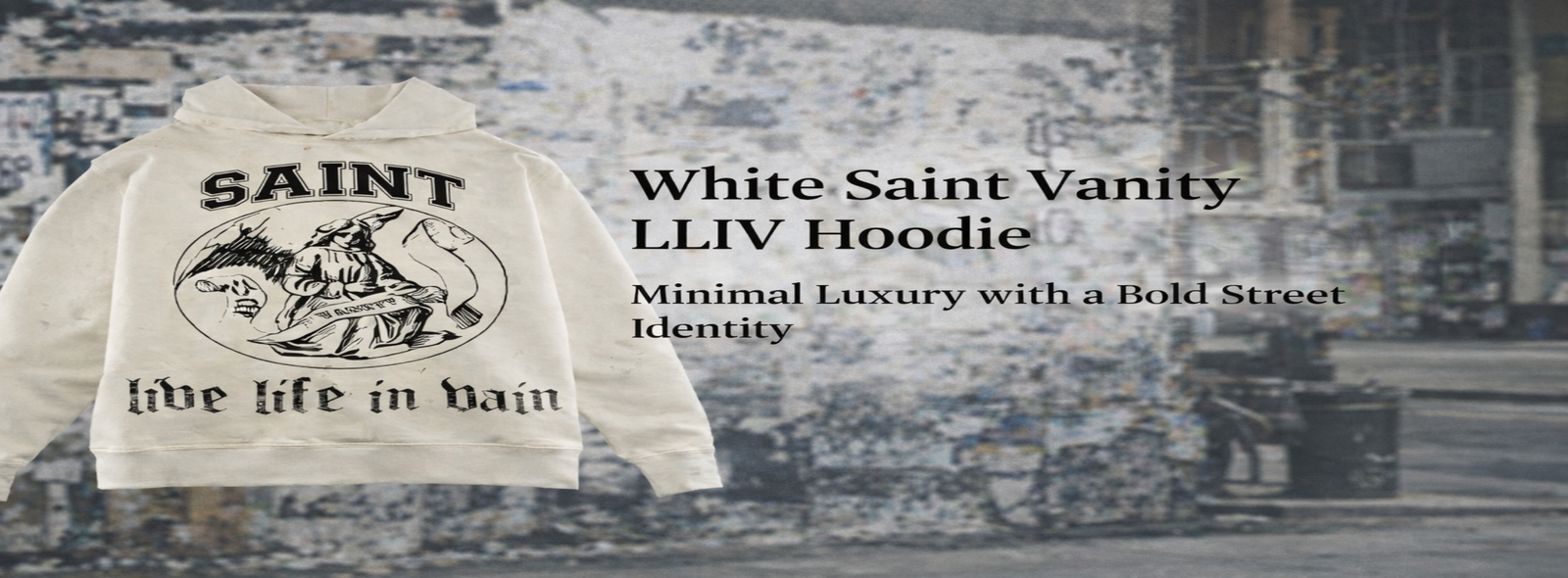 White Saint Vanity LLIV Hoodie – Minimal Luxury with a Bold Street Identity