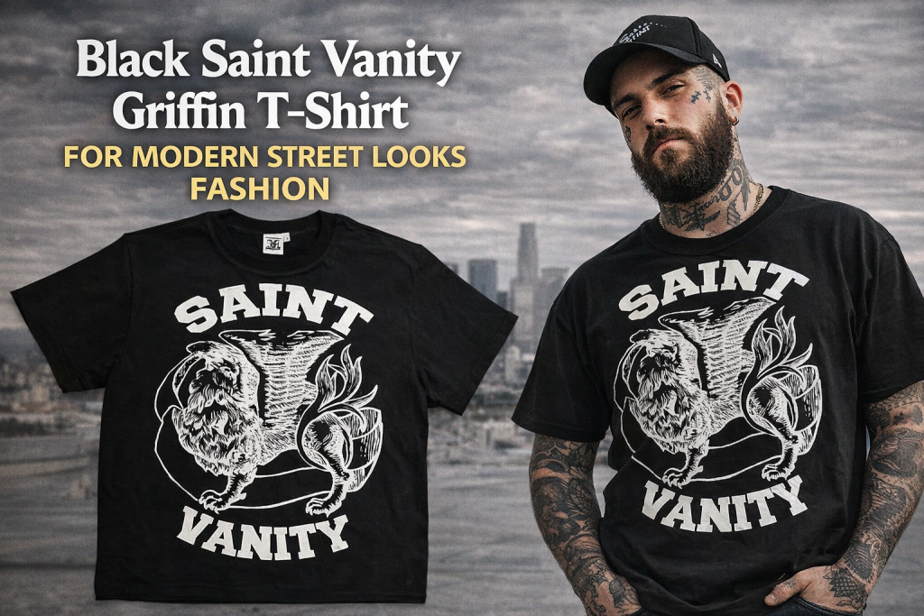 Black Saint Vanity Griffin T-Shirt for Modern Street Looks Fashion